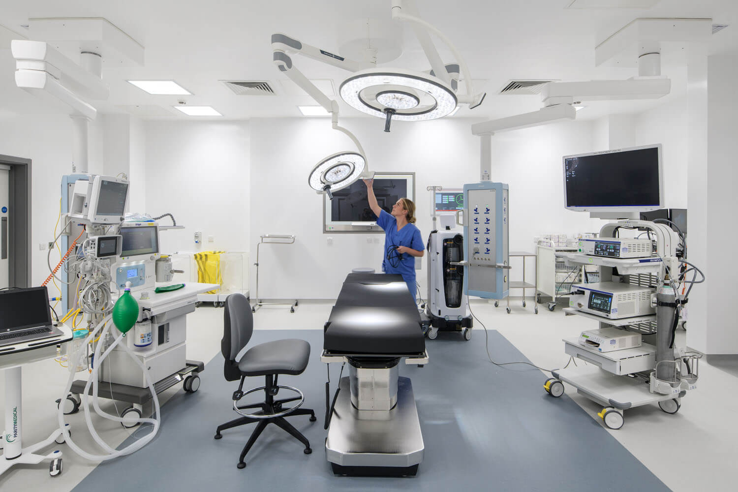 One of four operating theatres, fitted out for non-complex day-case surgery and procedures