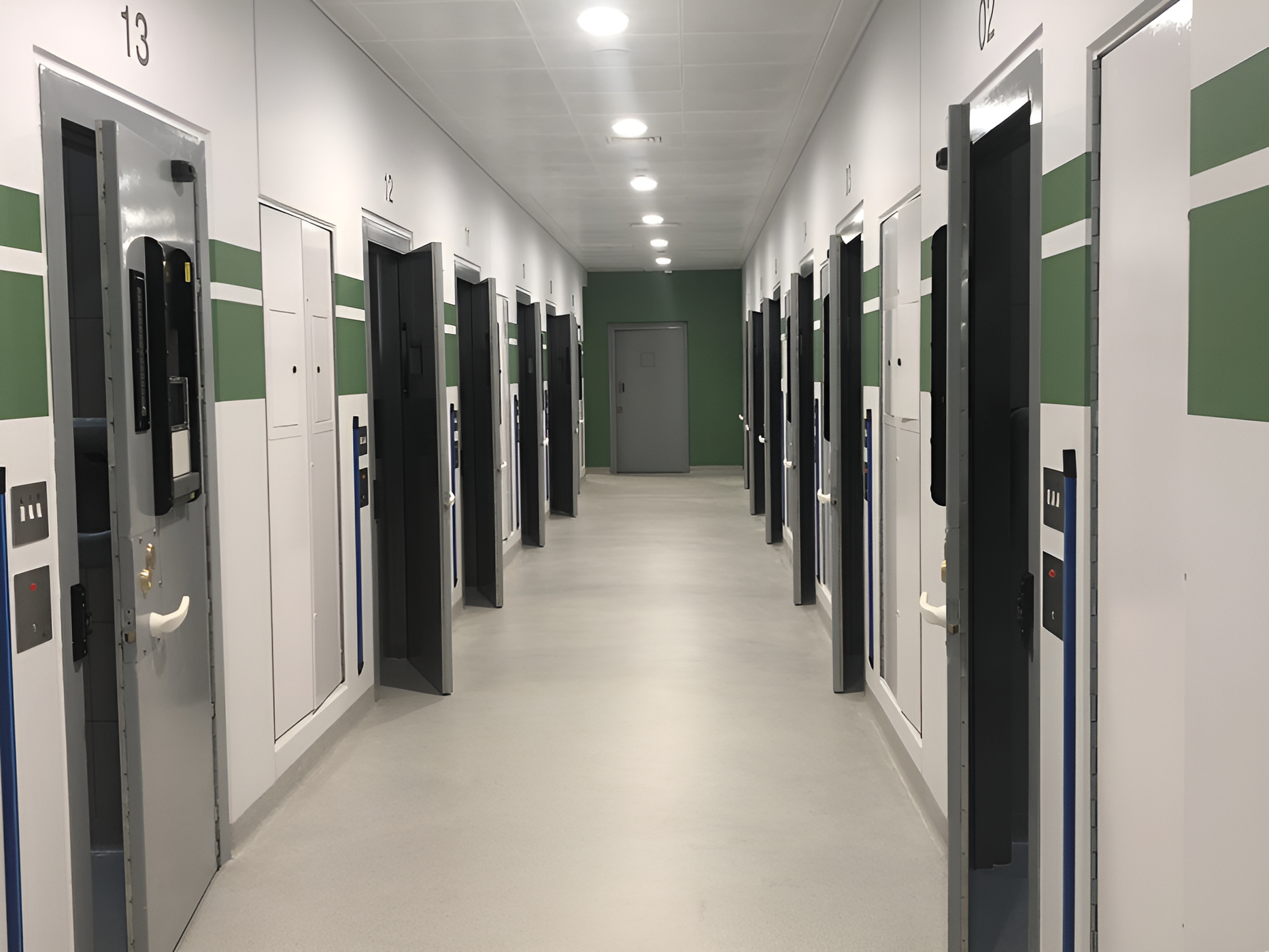 Humberside South Bank Cells view 2 view through corridor